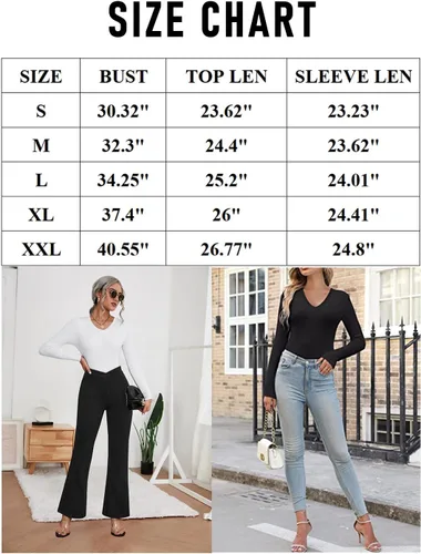 Miniatura 5 de LOLONG Camisetas para mujer de manga cortalarga, cuello en V, casual, acanalada, ajustada