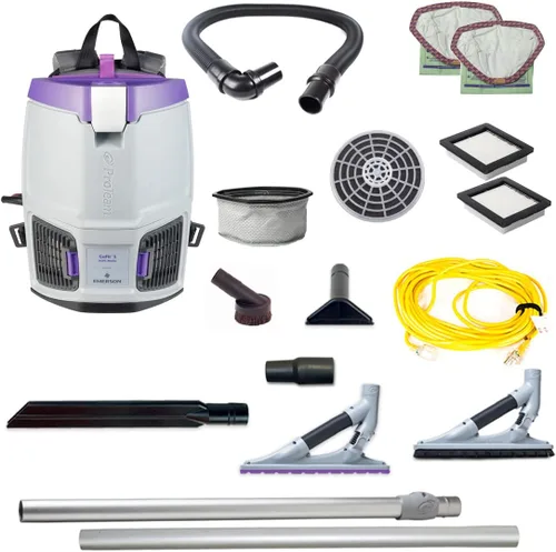 Miniatura 14 de ProTeam GoFit 3 Aspiradora de Mochila Comercial con Kit de Herramientas de Vara de Dos Piezas Multisuperficie Xover, 3 cuartos de galón, Con Cable
