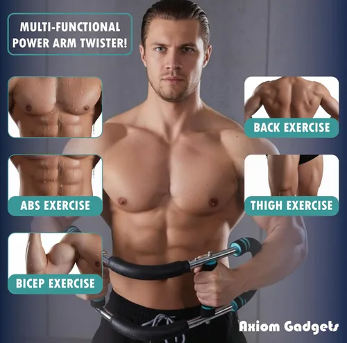 Miniatura 2 de Entrenador giratorio de brazo ajustable, barra de potencia de 40 a 130 libras para fuerza superior del cuerpo, equipo de entrenamiento portátil