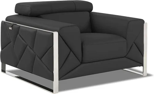 Miniatura 23 de BlackJack Furniture Gianni - Sofá de cuero italiano de grano superior con reposacabezas ajustables de 9 posiciones, patrón geométrico contemporáneo
