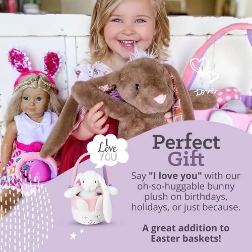 Miniatura 3 de Peluche de Animal de Conejo de Pascua Plushible, 18 pulgadas (Marrón) - Juguete de Peluche Suave Bordado para Niños, Recién Nacidos, Niños y Niñas