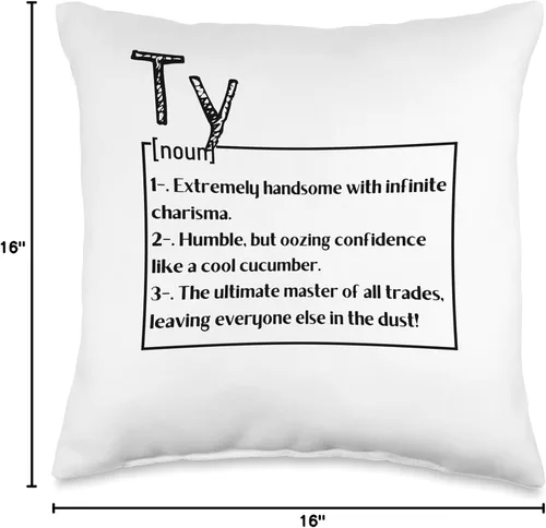 Miniatura 4 de Funny Custom Name Ty Husband Dad Men Nombre Ty Significado Definición Boy - Almohada personalizada con sarcasmo, 16 x 16, multicolor