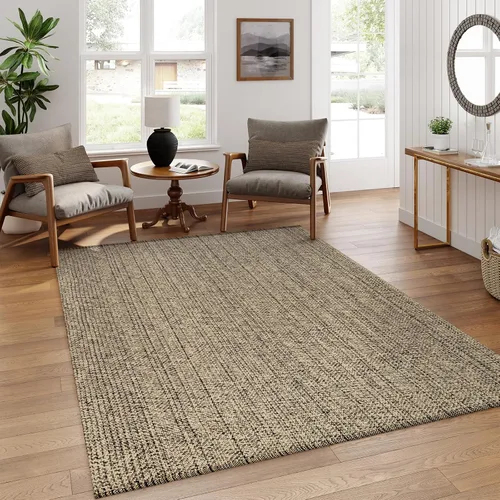 Miniatura 21 de LEEVAN - Alfombras lavables para cocina de 3 x 5 pies, alfombra de color crema para dormitorio, alfombra de algodón tejida para entrada, alfombra