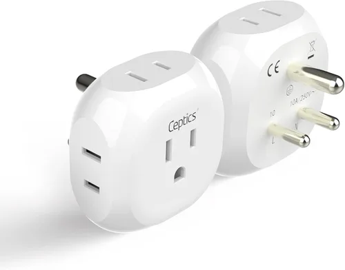 Miniatura 14 de Kit de adaptador de viaje mundial Ceptics 2 USB-A, USB-C, tomas de corriente EE. UU., entrega de potencia 20W/QC 18W, protección contra