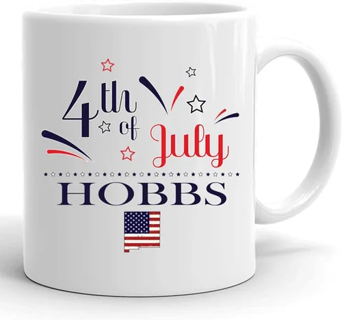 Taza de café personalizada para el Día de la Independencia, tazas con texto en inglés "Any City State Happy 4th Of July", regalo de Hobbs Nuevo