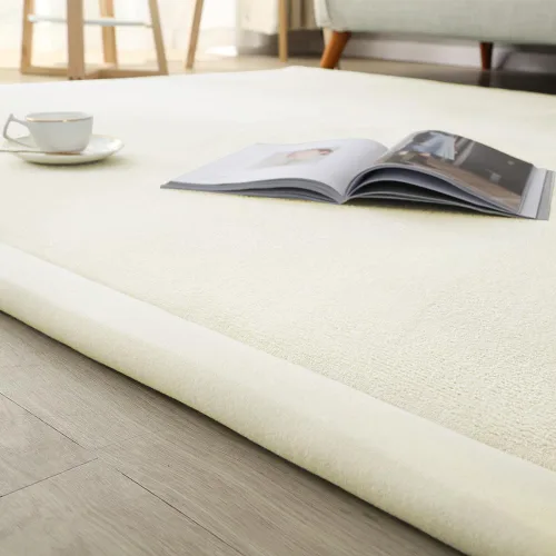 Miniatura 3 de Loartee Alfombras de Terciopelo Coral para Gatear (4'11"x4'11", Beige) para Área de Juego de Niños Pequeños Alfombras Tapete de Yoga Almohadillas