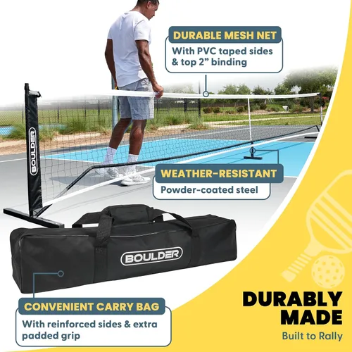Miniatura 2 de Boulder Portable Badminton Pickleball Net - Foldable/Extendable Poles for Multiple Sports Heights (UP to 5 ft) - Ideal for Tennis, Pickleball, Negro