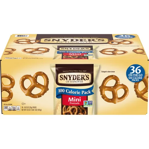 Snyder's of Hanover Mini pretzels, paquetes individuales de 100 calorías, 36 unidades