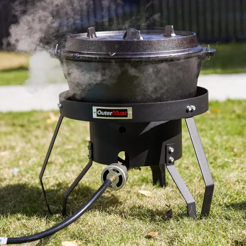 Miniatura 7 de OuterMust Quemador de propano para estufa de gas con regulador y agujeros trenzados de hierro fundido (individual) para cocinar al aire libre