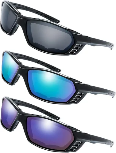 Gafas de Motocicleta con Marco Acolchado y Lentes que Bloquean 100% UVB/UVB para Actividades al Aire Libre y Deportes 9-negro brillante