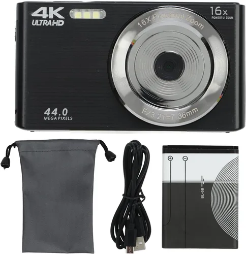 Miniatura 6 de Cámara digital para vlogging, pantalla de 2.8 pulgadas, cámara de zoom digital 16X, cámara de video 4K fotográfica de 44 MP, luz de relleno