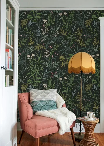 Miniatura 2 de Erfoni Papel Tapiz Despegar y Pegar de Hoja Oscura de 16.9''x118'' Boho Removible Papel Tapiz Floral de Hoja Autoadhesivo Adhesivo para Pared Papel