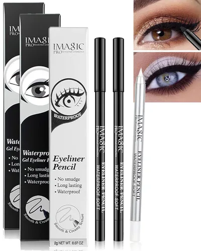 Miniatura 10 de Lápiz delineador de ojos de gel a prueba de manchas negro impermeable con sacapuntas, a prueba de decoloración, lápiz delineador de ojos suave, 2