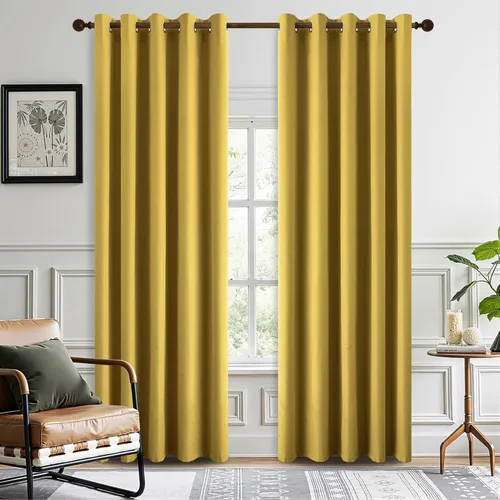 Miniatura 67 de DONREN Cortinas opacas de lino con aislamiento térmico de 52 x 95 pulgadas, cortinas de oscurecimiento de habitación con ojales para dormitorio