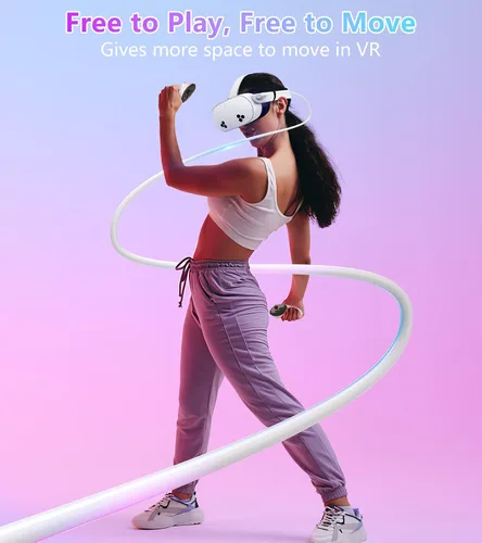 Miniatura 5 de YRXVW Cable de enlace de 10 pies compatible con Meta/Oculus Quest 3S, Quest 3, Quest 2/Pro, PICO 4 accesorios VR, cable de carga y cable de datos