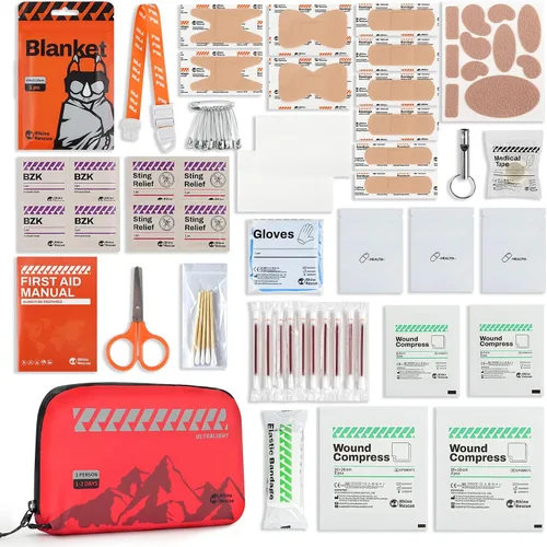 Miniatura 3 de RHINO RESCUE Kit de primeros auxilios pequeño ultraligero resistente al agua Kit médico para senderismo, mochileros, ciclismo, viajes, vehículos