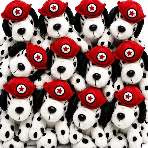 4E's Novelty Paquete de 12 animales de peluche de Dálmatas, peluche suave para perro, peluche de cachorro pequeño de 6 pulgadas con sombrero de