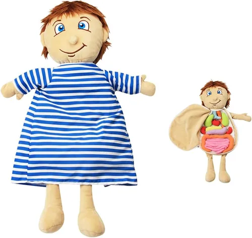 KAKIBLIN Modelo de cuerpo humano para niños, muñeca de anatomía de felpa con órganos humanos extraíbles, muñeca de peluche educativa, kits de