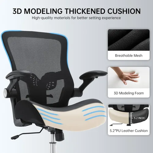 Miniatura 7 de Silla de oficina grande y alta de 400 libras, silla de escritorio ergonómica con cojín ancho de espuma de modelado 3D, silla de computadora
