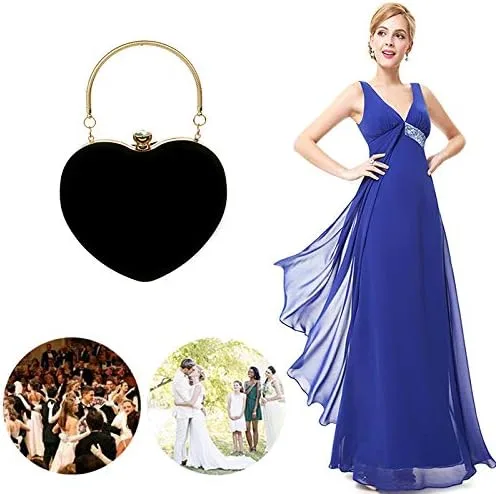Miniatura 6 de Goclothod Bolso de mano con forma de corazón para mujer, bolso de hombro de terciopelo