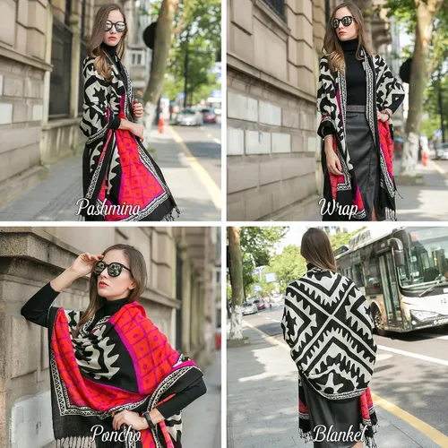 Miniatura 19 de DANA XU Manta de pashmina extragrande 100% de lana merina, bufanda de viaje, bufanda de cachemira para mujer, otoño e invierno, chal de gran