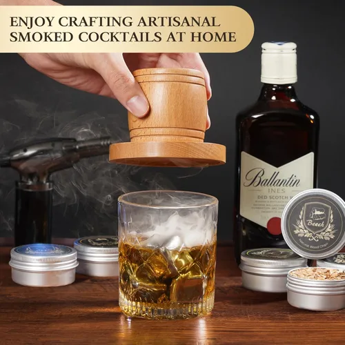 Miniatura 2 de G GOOD GAIN Kit de Ahumador de Whisky con Antorcha - Kit de Ahumador de Cóctel Old Fashioned con Virutas de Madera de 6 Sabores Set Infusor
