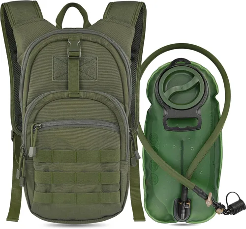Miniatura 9 de MARCHWAY Mochila de Hidratación Táctica Molle con Vejiga de Agua de TPU de 2.5L, Mochila Militar Organizada de Perfil Bajo para Senderismo, Camo