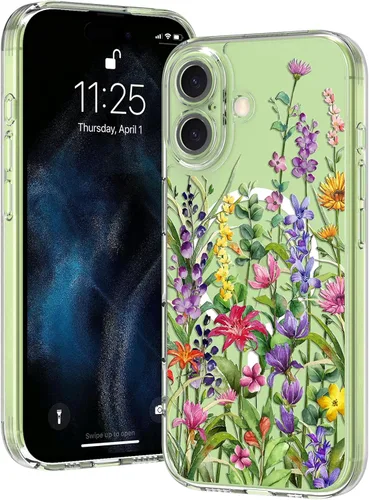 Miniatura 28 de OOK Magnetic for iPhone 17 Case Clear Pretty Flower Girls Women [Not Yellowing][Screen Protector] [ MagSafe Compatible] with Full Camera Lens