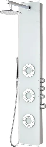 Miniatura 9 de ANZZI Sistema de Panel de Cabezal de Regadera Fontan Acero Cepillo 6 Chorros Turbo & Multifuncional Jet de Alta Presión + Lluvia + Combo