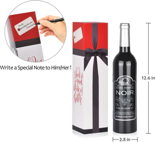 Miniatura 5 de Solaris Juego de regalo de accesorios de vino, 5 piezas de sacacorchos de lujo con elegante caja de regalo, regalo perfecto para vino de fiesta
