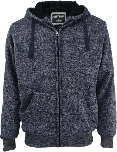 Miniatura 4 de Gary Com - Sudadera de vellón sherpa de alto gramaje con capucha para hombre, forro de grueso vellón, con cremallera completa, cálidas chaquetas