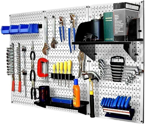 Organizador de herramienta control de pared 30-wrk-400wb estándar panel perforado mesa de trabajo de metal Blanco/Negro
