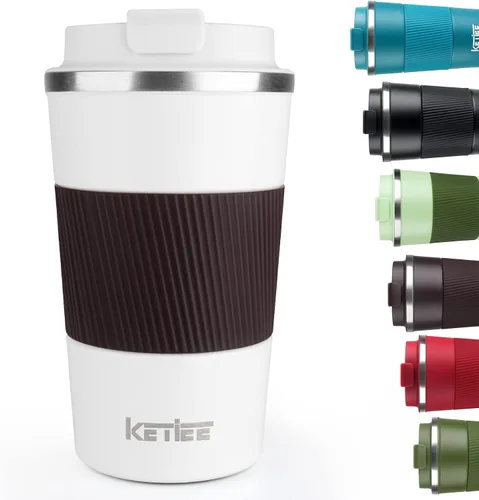 Miniatura 21 de KETIEE Taza de café de 12 oz: Taza de café con aislamiento al vacío y tapa a prueba de fugas, taza de viaje de acero inoxidable con doble pared