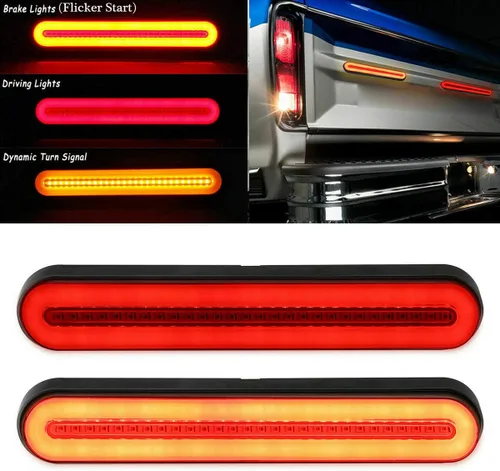 Miniatura 10 de Paquete de 2 barras de luces traseras LED de 9 pulgadas para remolque + parada de freno + conjunto de luces de señal de giro e identificación, tira
