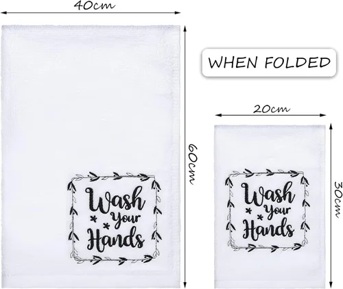 Miniatura 3 de Tatuo 2 toallas de mano divertidas con refranes "Wash Your Hands" para baño, rústicas, bonitas, toallas de cocina para el hogar, letrero decorativo