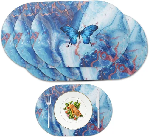 Miniatura 39 de Pumpkin Placemats Oval Placemats Set of 2 Black Cat Table Mats for Dining Tables Washable Heat Resistant Place Mats for Holiday Party Use 12X18 Inch