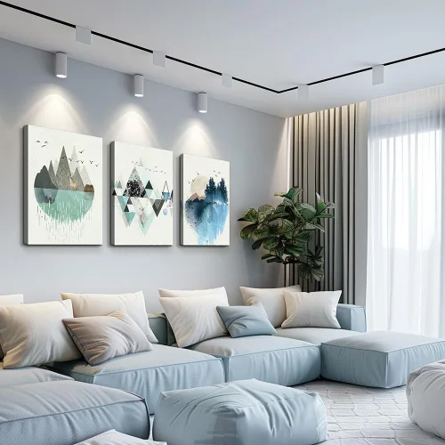 Miniatura 2 de Lienzo decorativo para pared de sala de estar, gran tamaño, geometría abstracta montaña durante el día, impresiones en lienzo para obras de arte