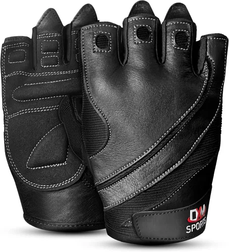 DXM SPORTS Guantes de entrenamiento para hombres, guantes de levantamiento de pesas de gimnasio con soporte para muñeca, transpirables, guantes