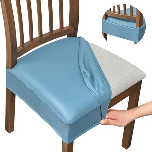 Miniatura 10 de NILUOH Fundas impermeables para asientos de sillas de comedor, juego de 2, fundas de asiento de cuero PU para sillas de comedor, fundas de asiento