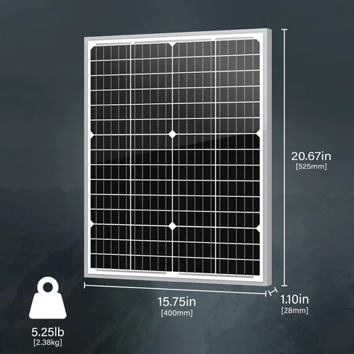 Miniatura 2 de Newpowa Panel Solar Monocristalino de Alta Eficiencia de 35W 24V - Diseñado para Sistemas Fuera de la Red, Carga Baterías de 24V de RV, Barco