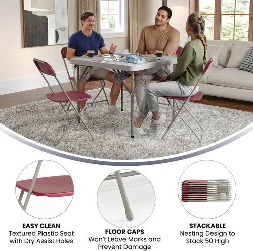 Miniatura 5 de Flash Furniture Hercules Series Silla plegable de plástico, color rojo, paquete de 6, capacidad de peso de 650 libras, cómoda silla para eventos