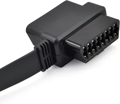 Miniatura 5 de Cable divisor OBD2 de 20 pulgadas/19.7 in, OBD-II, 16 pines, hembra a macho/hembra, conector de extensión de cable plano, cable de diagnóstico