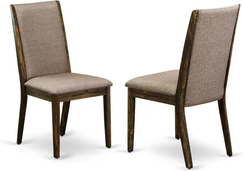 Miniatura 11 de East West Furniture LAP1T47 Lancy Parson - Juego de 2 sillas de comedor tapizadas de tela de lino color sable claro, color negro