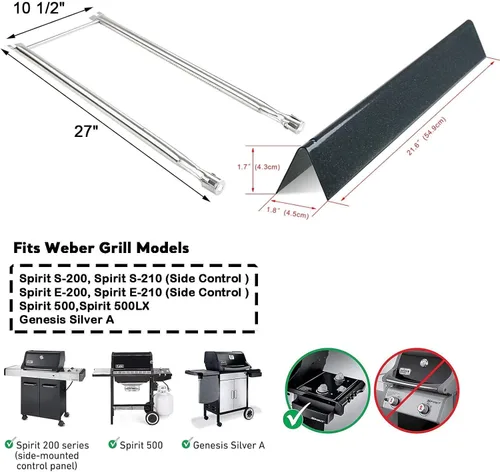 Miniatura 2 de Uniflasy 7507 Kit de piezas de repuesto para parrilla Weber Genesis Silver A, Spirit 200 Series, Spirit 500, Spirit E-210, Spirit E-200, S-200