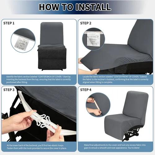 Miniatura 7 de PureFit Funda de Asiento Adicional para Fundas de Sofá Reclinable, Fundas Súper Elásticas para Sillón Reclinable Grande, Fundas Deslizantes de Sofá