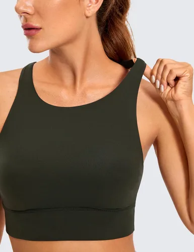 Miniatura 3 de CRZ YOGA Butterluxe - Brasier deportivo de cuello alto con tirantes delgados para mujer, con relleno, espalda cruzada, para entrenamiento, deportes