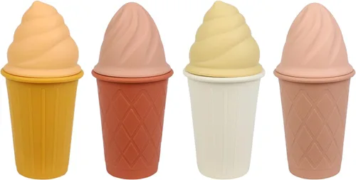 BLUE GINKGO Juguetes de arena de helado - Juego de 4 juguetes de silicona para la playa | Fácil de limpiar, apto para viajes | Juguetes de baño para