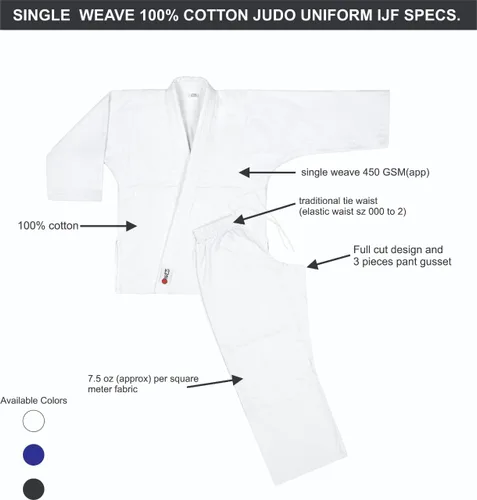 Miniatura 2 de MACS Judo Single Weave Gi - Uniforme unisex para niños y adultos con cinturón