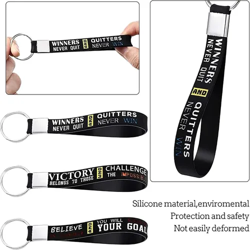 Miniatura 3 de Hicarer 24 llaveros de silicona para voleibol, con citas motivacionales, para fiestas deportivas, regalos de voleibol, Negro