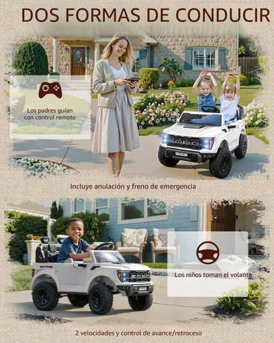 Miniatura 3 de First Ride On camión de juguete de 24 V para niños, Ford F-150 Raptor con licencia de 2 plazas, coche eléctrico con control remoto, juguetes